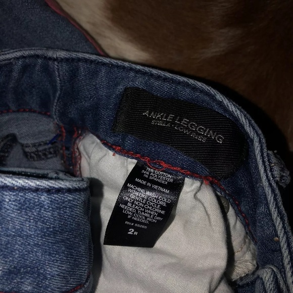 Express Womens Size 2R Ankle Legging Stella Low Rise Blue Jeans Pink Stripe - Picture 2 of 4